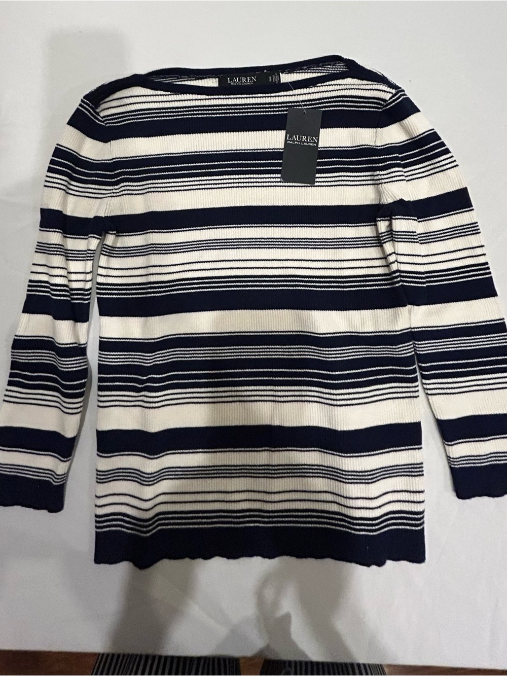 Ralph Lauren Black & White Striped Knit Top